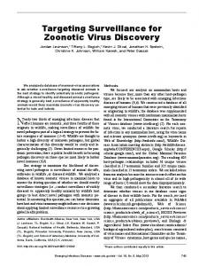 Targeting Surveillance for Zoonotic Virus Discovery - Centers for ...
