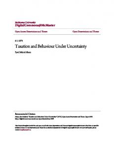 Taxation and Behaviour Under Uncertainty