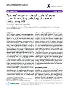 Teachers' impact on dental students' exam scores ... - Semantic Scholar