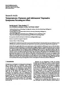 Temperament, Character, and Adolescents' Depressive Symptoms ...