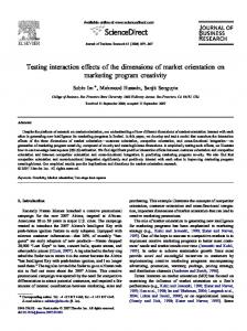 Testing interaction effects of the dimensions of market orientation on ...