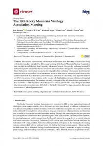 The 18th Rocky Mountain Virology Association Meeting - MDPI