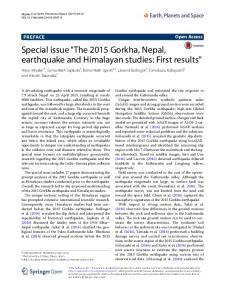 The 2015 Gorkha, Nepal, earthquake and Himalayan studies: First ...