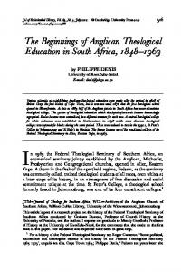 The Beginnings of Anglican Theological Education in South Africa ...