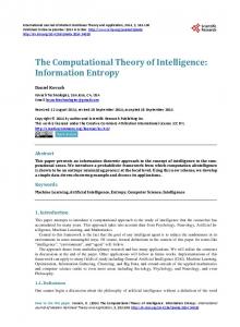 The Computational Theory of Intelligence - Scientific Research