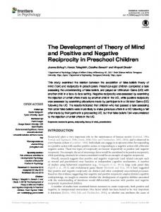The Development of Theory of Mind and Positive ... - Semantic Scholar