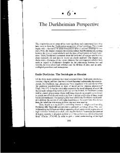 The Durkheimian Perspective