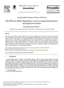 The Efficient Market Hypothesis: Review of ... - Science Direct