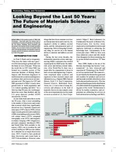 The Future of Materials Science and Engineering