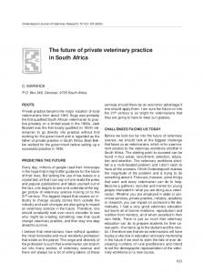 The future of private veterinary practice in South Africa - Onderstepoort ...