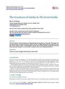 The Greatness of Gatsby in The Great Gatsby - Scientific Research