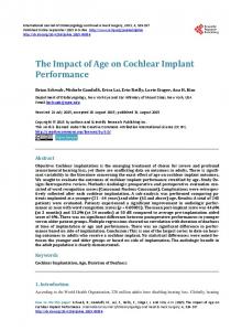 The Impact of Age on Cochlear Implant Performance - Semantic Scholar