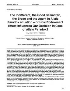 The Indifferent, the Good Samaritan, the Brave and the ... - Organizacija