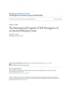 The International Footprint of Teff: Resurgence of an Ancient Ethiopian ...