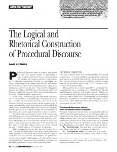 The Logical and Rhetorical Construction of Procedural Discourse