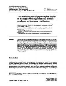 The mediating role of psychological capital in the supportive ...