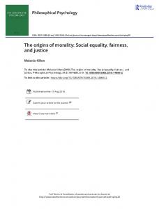 The origins of morality: Social equality, fairness, and
