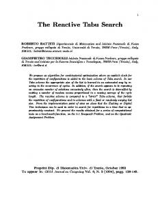 The Reactive Tabu Search - CiteSeerX