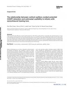 The relationship between cortical auditory evoked ... - HEARLab