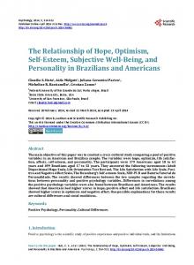 The Relationship of Hope, Optimism, Self-Esteem, Subjective Well