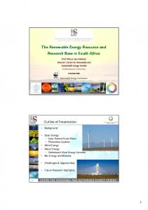 The Renewable Energy Resource and Research Base in South Africa