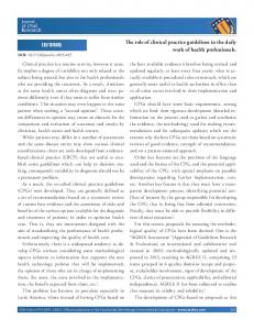 The role of clinical practice guidelines in the daily