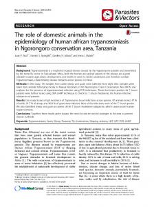 The role of domestic animals in the epidemiology ... - Parasites & Vectors