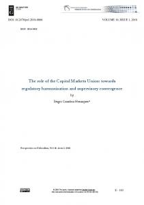 The role of the Capital Markets Union: towards regulatory ... - Sciendo