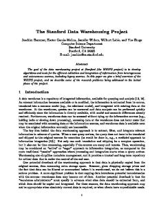 The Stanford Data Warehousing Project - Stanford University