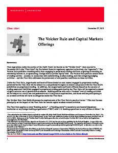 The Volcker Rule and Capital Markets Offerings - Morrison ...