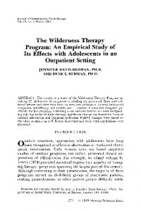 The wilderness therapy program: An empirical study of ... - Springer Link