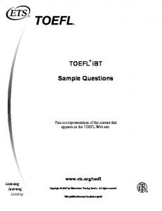 TOEFL iBT Sample Questions