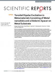 Toroidal Dipolar Excitation in Metamaterials ...