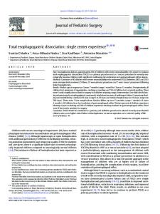 Total esophagogastric dissociation - Journal of Pediatric Surgery