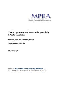 Trade openness and economic growth in SADC countries