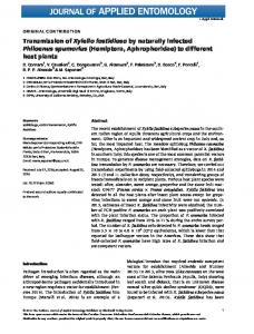 Transmission of Xylella fastidiosa by naturally infected ... - SIT Puglia