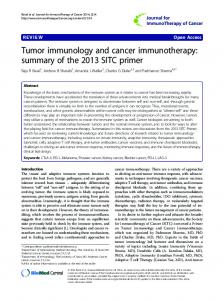 Tumor immunology and cancer immunotherapy: summary of the 2013 ...