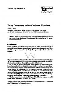 Turing determinacy and the continuum hypothesis
