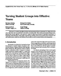 Turning Student Groups into Effective Teams. - North Carolina State ...