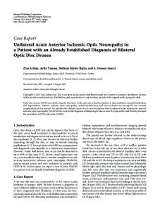 Unilateral Acute Anterior Ischemic Optic Neuropathy in a Patient with ...