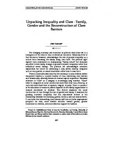 Unpacking Inequality and Class : Family, Gender and ...