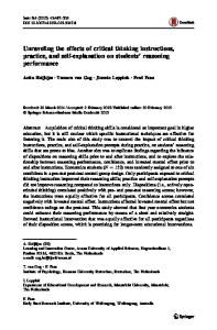 Unraveling the effects of critical thinking instructions