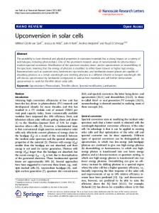 Upconversion in solar cells - Springer Link