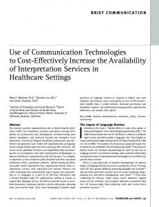 Use of Communication Technologies to Cost-Effectively Increase the ...