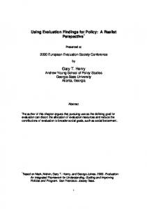 Using Evaluation Findings for Policy: A Realist Perspective Gary T ...