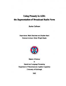 Using Prosody in ASR: the Segmentation of Broadcast Radio News