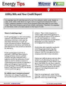 Utility Bills and Your Credit Report