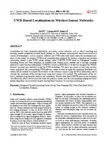 UWB-Based Localization in Wireless Sensor Networks - Scientific ...