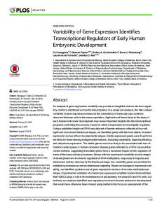 Variability of Gene Expression Identifies ... - Semantic Scholar