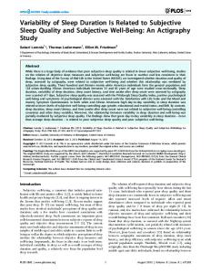Variability of Sleep Duration Is Related to Subjective Sleep ... - PLOS